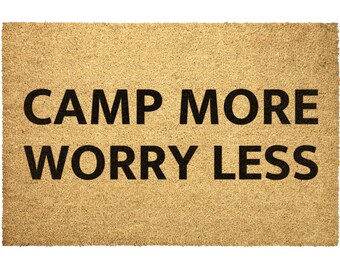 Camp More Worry Less Camper Décor Doormat Outdoor Rug, Van Life Décor, Rv Camping Accessories, Campground Door Mat, Camper Door Mat