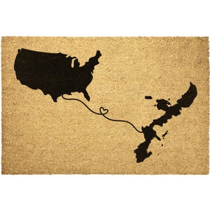 Okinawa Japan Map Usa Doormat, Map Art Two State Outdoor Mat, 沖縄 沖縄県 日本 Kyushu, Housewarming Usa Decor Long Distance Moving Gift