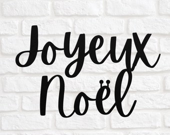 Joyeux Noel Sign French Merry Christmas Metal Script Sign For Shelf Or Wall Decor Signs