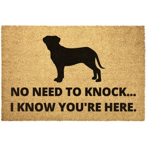 No Need To Knock I Know You Are Here Funny Cane Corso Dog Coir Doormat Door Mat Entry Mat Housewarming Gift