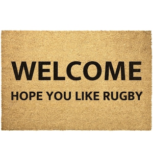 Rugby Doormat Outdoor Rug Coir Door Mat Hope You Like Rugby Decor Housewarming Home Summer Winter Christmas House Gift
