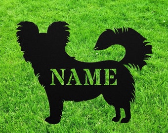 Personalized Long Haired Chihuahua Garden Statue Stake, Custom Long Hair Chihuahua Outdoor Yard Art Decor, Memorial Remembrance Sculpture