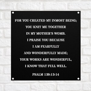 Psalm 139:1 I Am Fearfully And Wonderfully Made Bible Verse Wall Art Metal SignWall Art PlaqueChristian Nursery baby playroom decor