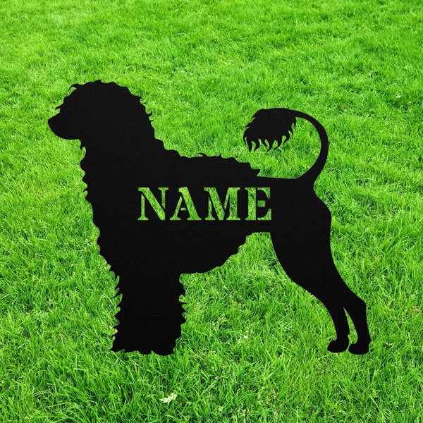 Personalized Portuguese Water Dog Yard Statue Stake, Custom Dog Outdoor Garden Art Decor Memorial Remembrance Figurine Sculpture Silhouette