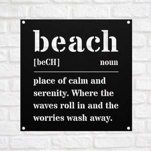 Beach Definition Metal Sign Wall Art, Beach Sign, Gift For Beach Lover, Definition Sign, Beach Quote, Beach Wall Art