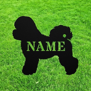 Poochon Garden Statue Stake, Custom Poochon Outdoor Yard Art Decor, Poodle Bichon Frise Mix Personalized Memorial Remembrance Sculpture
