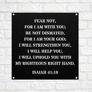 Isaiah 41:10 Fear not,for I am with you Nursery Bible Verse Wall Art Farmhouse Christian Room Scripture Metal Sign Plaque Baptism Gift