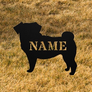 Personalized Pug Garden Statue Stake, Custom Pug Outdoor Yard Art Decor, Memorial Remembrance Sculpture, Outdoor Statue