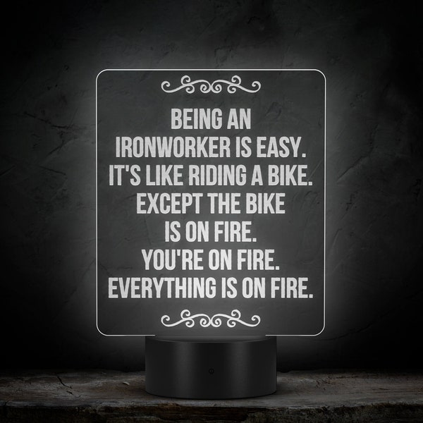 Ironworker Gift, Ironworker Nigh Light Acrylic Night Lamp, metal worker, gift for ironworker, construction, Custom Kitchen