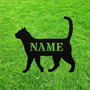 Personalized Cat Garden Statue Stake, Custom Black Cat Outdoor Yard Art Decor, Memorial Remembrance Sculpture, Outdoor Statue