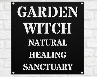 Garden Witch Metal Garden Sign - Garden Gate Sign - Medicinal Herb Sign - Cottage Garden Metal Sign - Herbalist Gardener Gift - Garden Déco