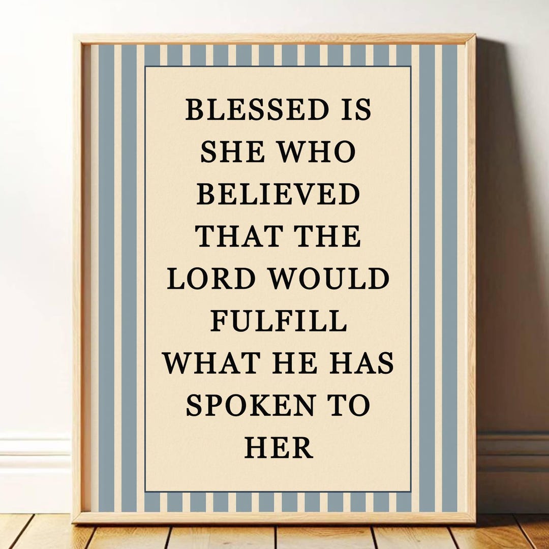 Luke 1:45, Bible Verse Print Wall Art, Minimalist Print, Christian ...