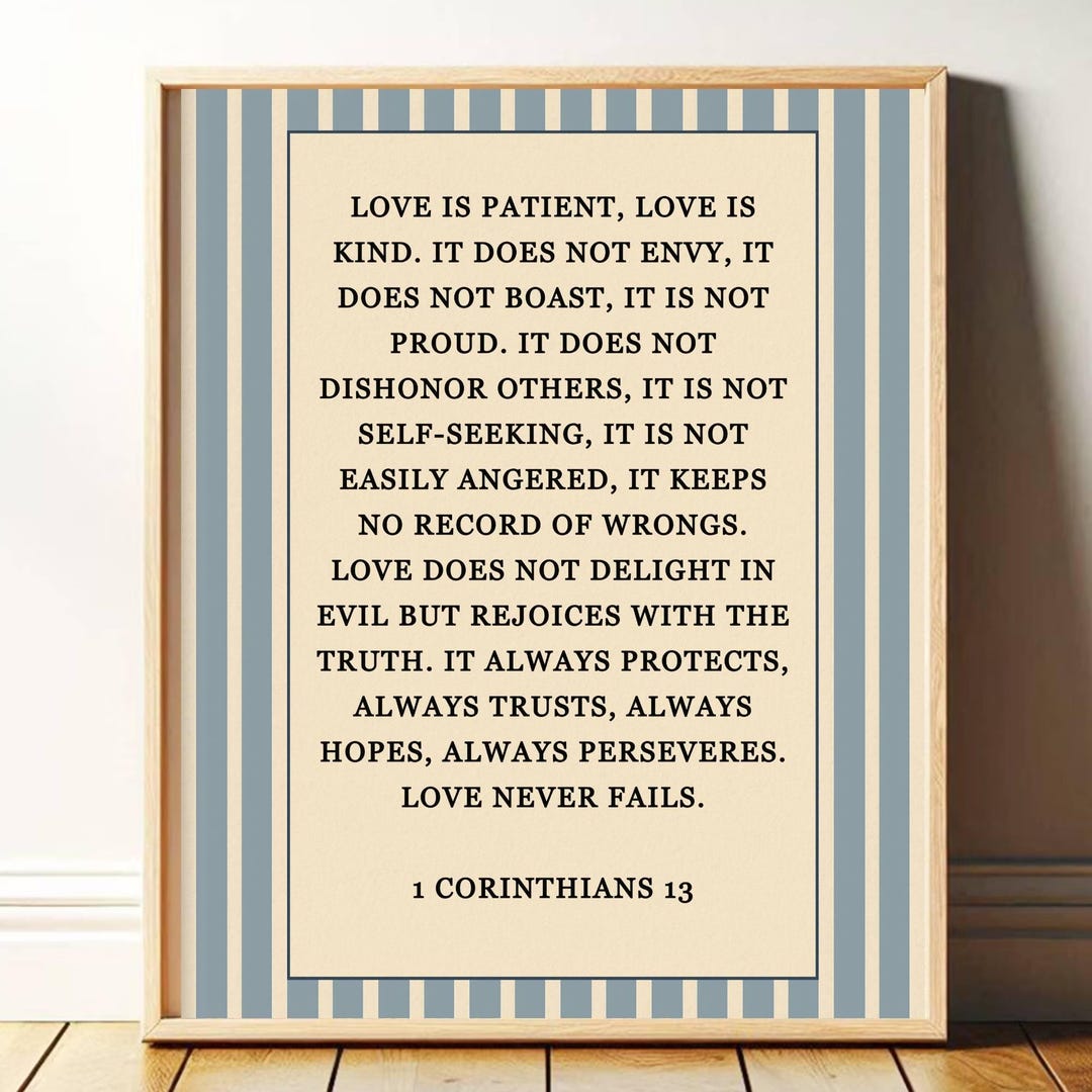 1 Corinthians 13 Scripture Print Wall Art: Beige Christian Wall Art ...