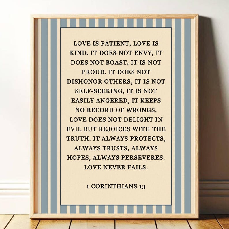 1 Corinthians 13 Scripture Print Wall Art: Beige Christian Wall Art ...