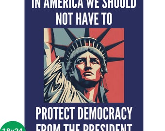 Protect Democracy, No Kings Protest Sign, Anti-Trump, Political Activist Poster, Rally Sign, Resist Fascism Protest Poster