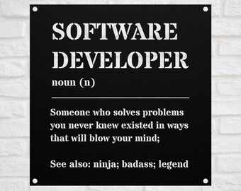 Software Developer, Engineer Gift Metal Sign For Women and Men, For Christmas, Birthday, Thank You Gift, A Personalized Custom Name Wall Art