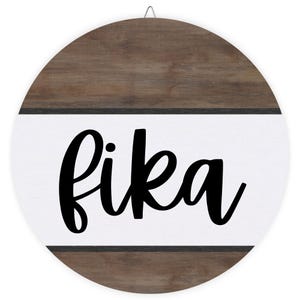 Fika Swedish Door Hanger Wood Sign Front Door Wreath Front Door Decor, Scandinavian Nordic Style, Swedish Fika Sign, Swedish Gift Minimalist