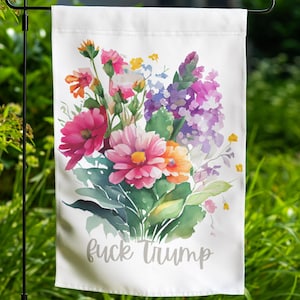 Subtle Anti Trump Flag, Anti Trumpism Floral Fck Trump Fdt Yard Sign Feminist Flag, Liberal Trump Parody Anti Republican Garden Flag Banner