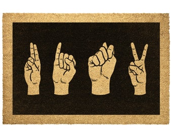 Sign language, ASL Gift, Personalized Doormat, Custom Door Mat, Last Name Doormat, Housewarming Gift, Newlywed Gift, Personalized Doormat
