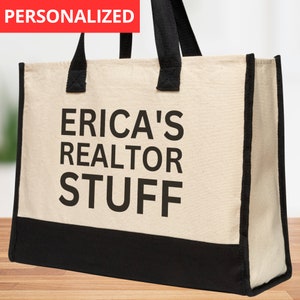 Realtor Tote Bag Personalized Business Tote Bag Custom Real Estate Agent Gift Bulk Business Logo Realtor Real Estate Tote Bag