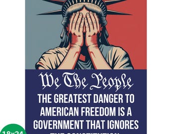 Cartel de protesta "El mayor peligro para la libertad", resistencia anti-Trump, cartel de "Democracia, no oligarquía, no reyes", manifestación contra el fascismo