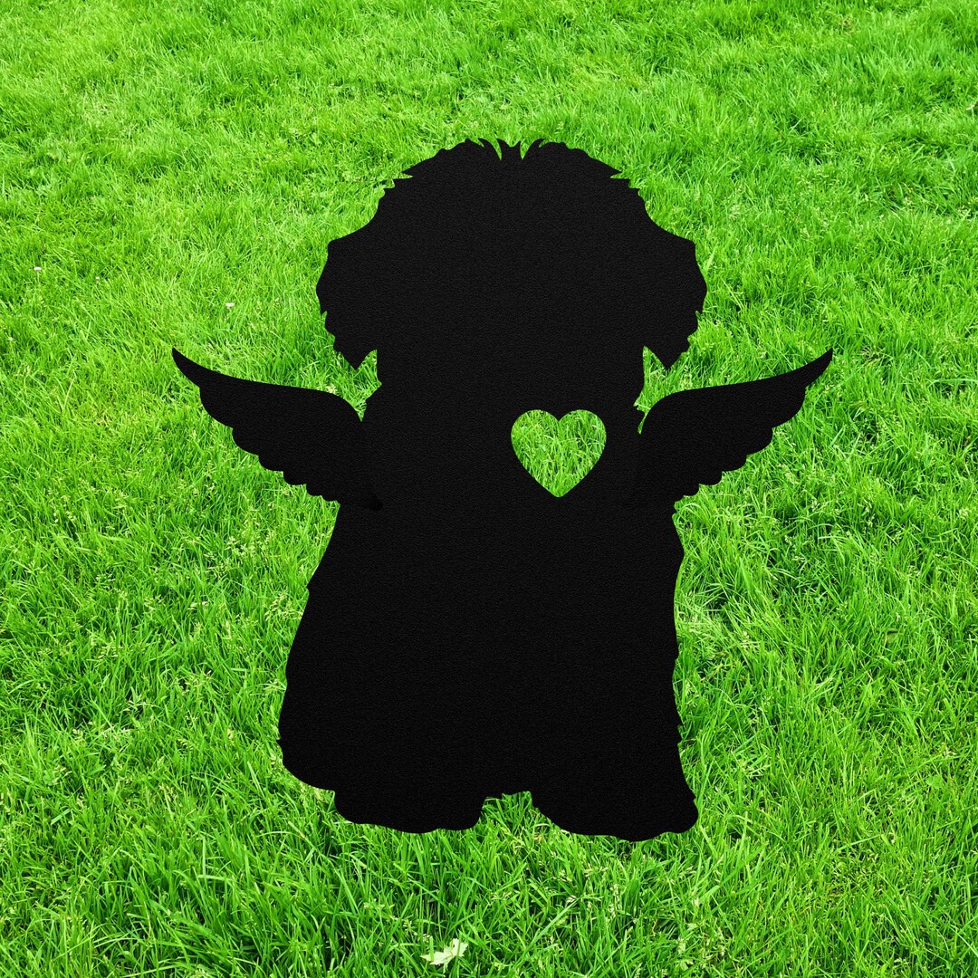 Yorkiepoo Angel Wings Yard Statue Stake Yorkipoo Memorial Wind Chime ...