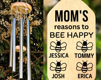 Mom Wind Chime, Gift For Mom Birthday Personalized Mother's Day Mom Gift Grandkids Names Grandparent's Day Christmas Gift