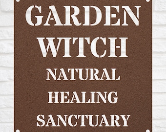 Garden Witch Metal Garden Sign - Garden Gate Sign - Medicinal Herb Sign - Cottage Garden Metal Sign - Herbalist Gardener Gift - Garden Déco