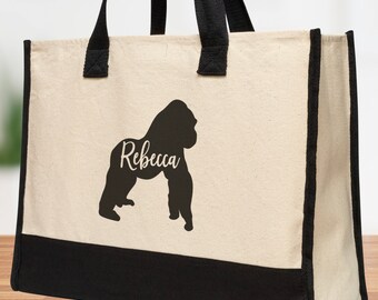 Gorilla Tote Bag, Gift Custom Bag, Personalized Gift Bag, Custom Pet Mom Gift, Personalized Pet Bag, Custom Pet gift, Canvas Tote Bag