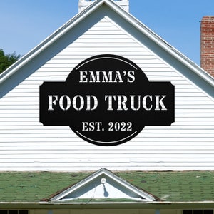 Personalized Food Truck Metal Sign Wall Art, Custom Food Truck Plaque Front Home Decor Outdoor Porch Door Christmas Gift