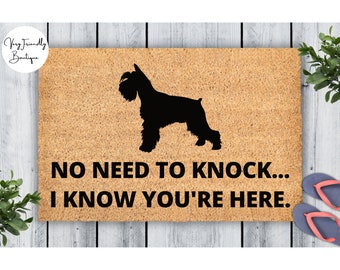 Miniature Schnauzer Doormat Outdoor Rug Funny Gift For Schnauzer Lover Gift No Need To Knock I Know You Are Here Coir Door Mat Gift
