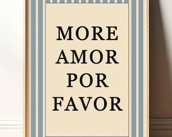 More Amor Por Favor Print Wall Art, Trendy Pink Girly Wall Art, Bedroom Dorm Room Aesthetic Poster Modern Decor Minimalist Vintage PR045