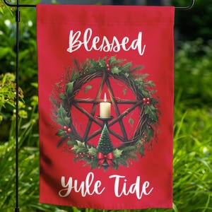 Winter Solstice Yard Flag Wheel of the Year Witch Sabbat Decor Double-sided Lawn Ornament Wiccan Gift for Outdoor Altar Pagan Garden Decor 6