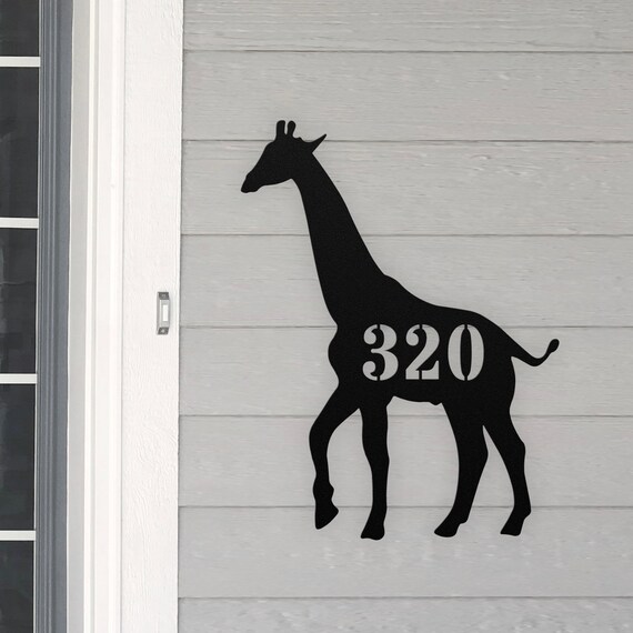 Personalized Giraffe Address House Number Sign Savannah Africa