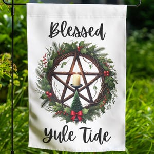 Winter Solstice Yard Flag Wheel of the Year Witch Sabbat Decor Double-sided Lawn Ornament Wiccan Gift Outdoor Altar Pagan Garden Decor 11