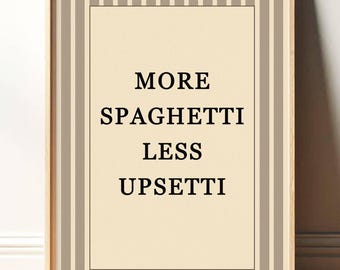Spaghetti Print Wall Art, Humorous Poster, Funny Wall Art for Kitchen Striped Poster Modern Decor Minimalist Vintage PR046