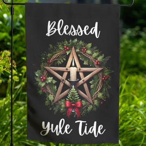 Winter Solstice Yard Flag Wheel of the Year Witch Sabbat Decor Double-sided Lawn Ornament Wiccan Gift Outdoor Altar Pagan Garden Decor 16