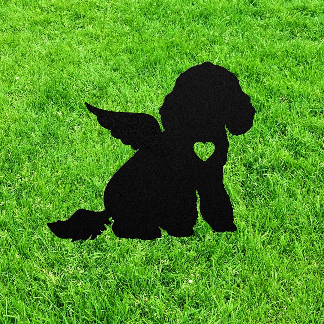 Miniature Poodle Angel Wings Yard Statue Stake, Custom Mini Toy Poodle ...