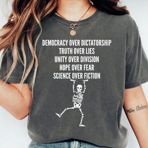 Subtle Anti Trump Shirt, Democracy Over Dictatorship, Political T-shirt, Anti Trump, Patriotic Tee Gift Halloween