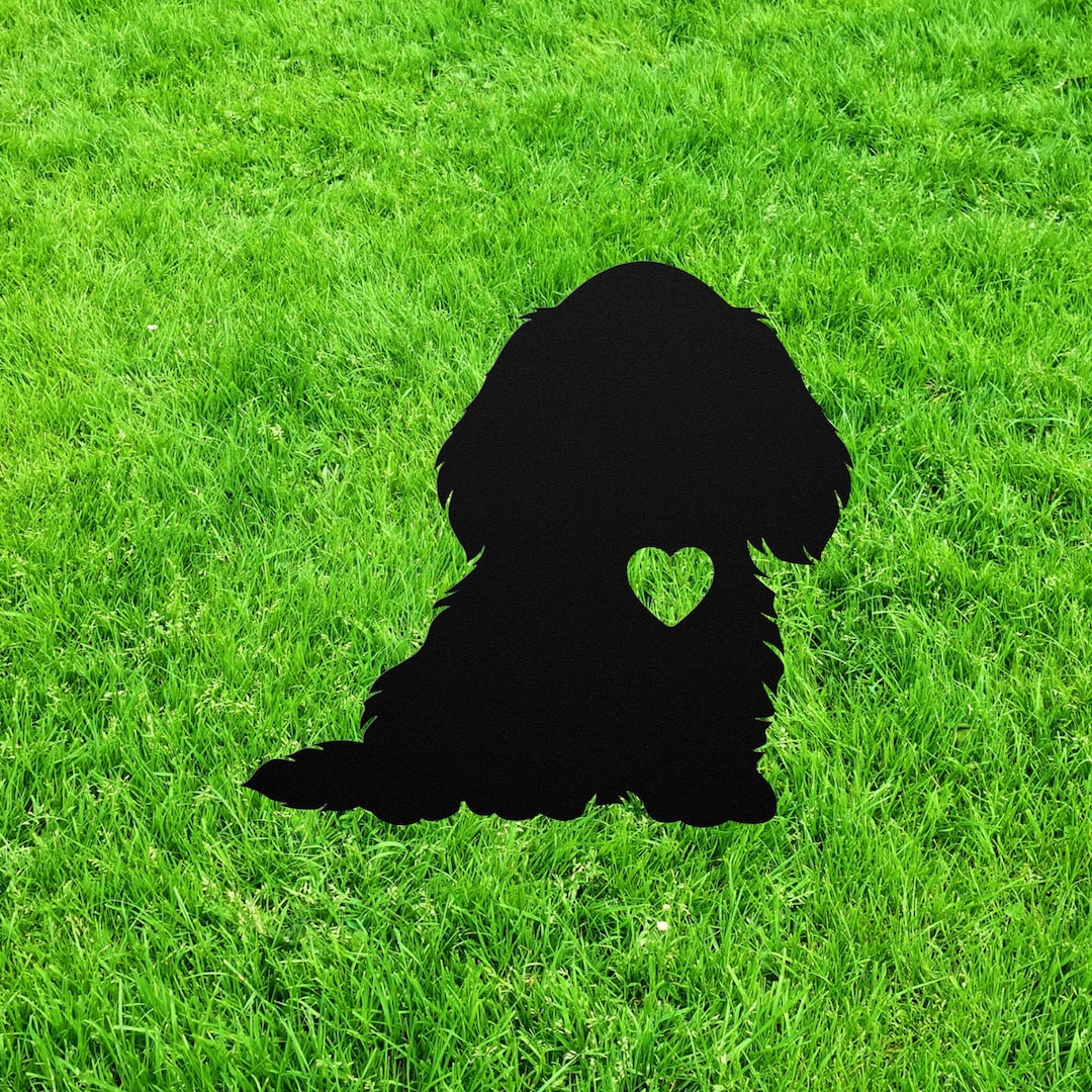 Personalized Long Haired Dachshund Garden Statue Stake, Custom Long