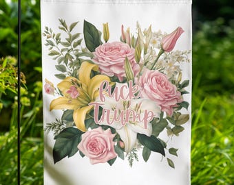 Subtle Anti Trump Flag, Anti Trumpism Floral Fck Trump Fdt Yard Sign Feminist Flag, Liberal Trump Parody Anti Republican Garden Flag Banner