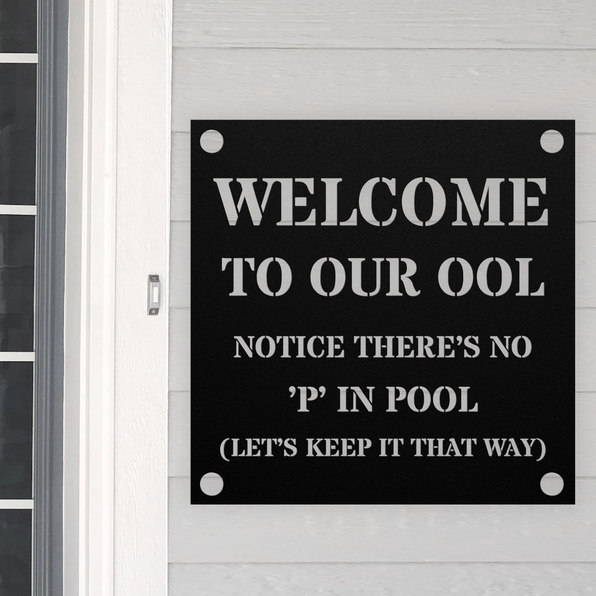Welcome to Our Pool 12 x 9 Metal Sign Recreation Swimming Fun Home Wall Decor