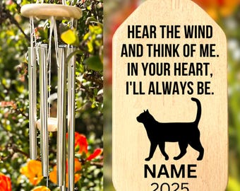 Cat Wind Chime Cat Memorial Gift Cat Loss Gift Sympathy Bereavement Listen To The Wind Condolence