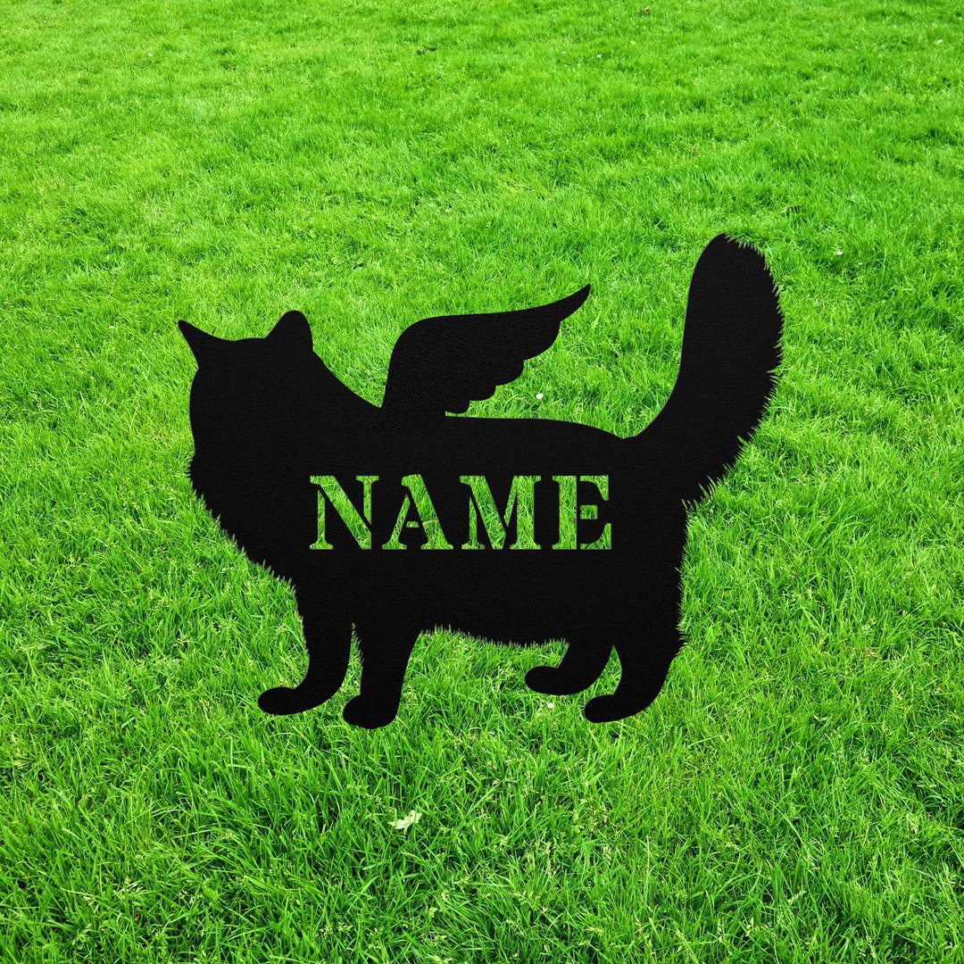 Maine Coon Angel Wings Yard Statue Stake, Custom Metal Outdoor Garden ...
