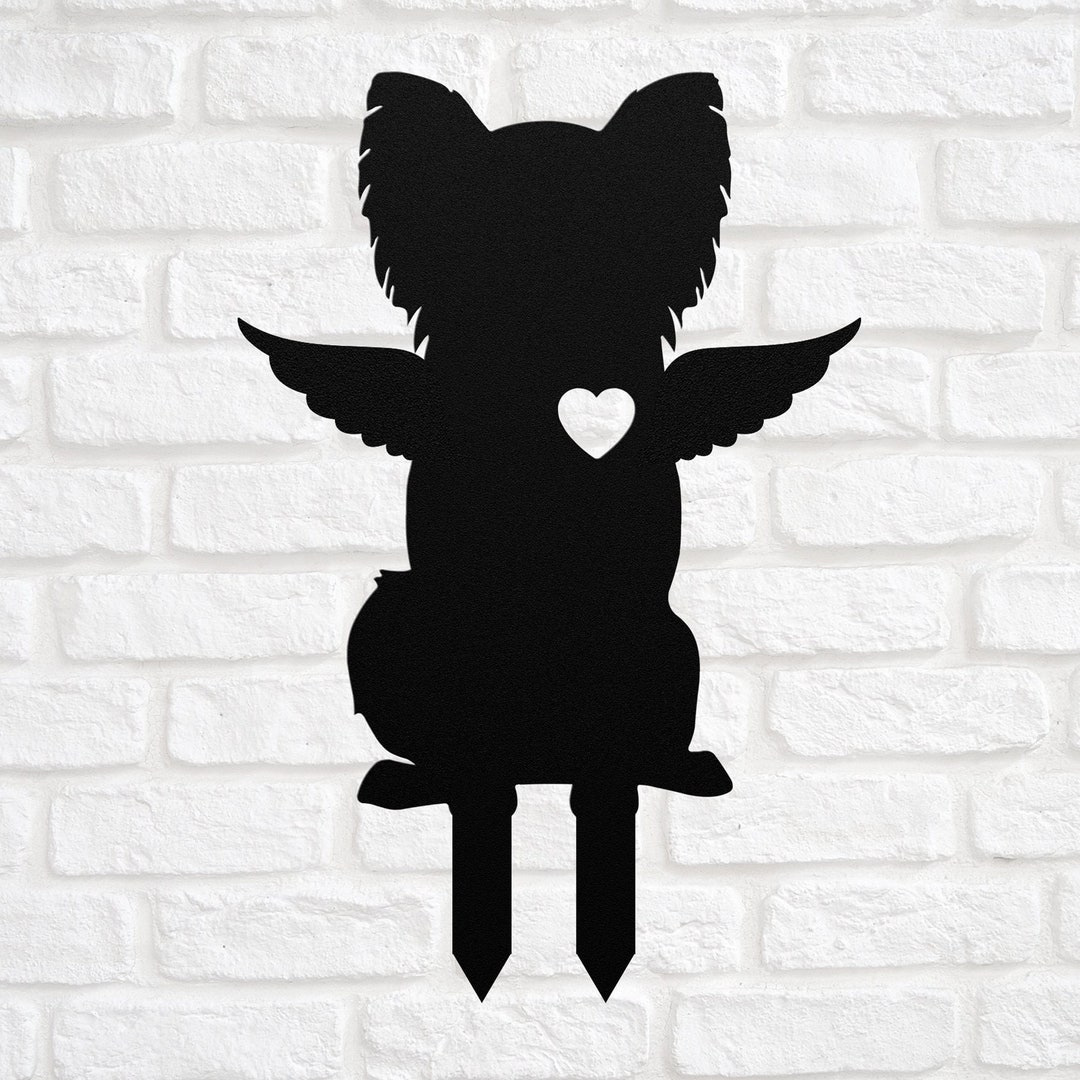 Long Haired Chihuahua Angel Wings Garden Statue Stake, Custom Long Hair ...