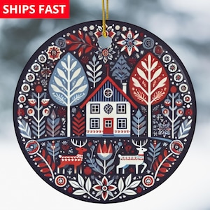 Scandinavian Christmas Ornaments Swedish Folk Art Gift Norwegian Christmas Home Decor European Gifts Nordic Folk Art Christmas Gift