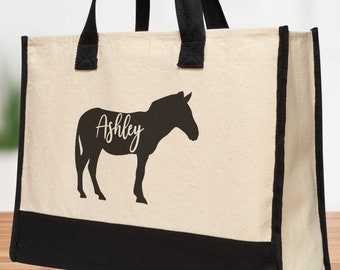 Personalized Horse Tote Bag, Horse Tote Bag, Personalized Gift, Christmas Tote Bag, Horse Lover Gift, Canvas Tote Bag, Equestrian Gifts