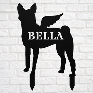 Basenji Angel Wings Garden Statue Stake, Custom Basenji Outdoor Yard ...