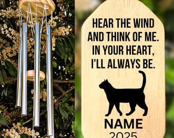 Cat Wind Chime Cat Memorial Cat Loss Gift Sympathy Bereavement Listen To The Wind Condolence Gift