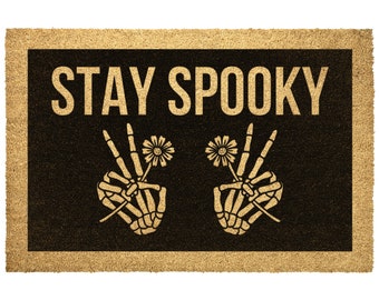 Halloween Doormat, Stay Spooky Welcome Mat, Halloween Door Mat, Halloween Decorations, Fall Decor, Autumn Decor, Skeleton Hand